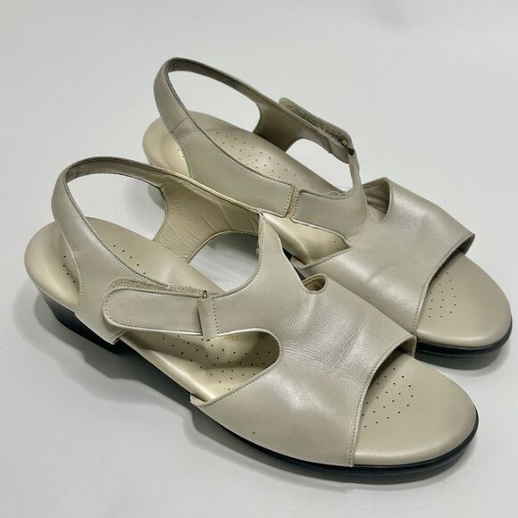 SAS Tripad Comfort Women Suntimer Heeled Sandals Size 11N US Pearl Bone Leather - Picture 1 of 9